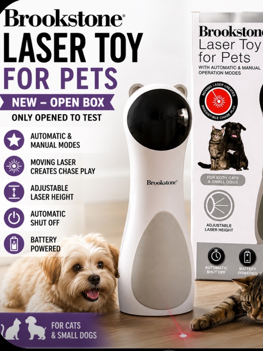 Brookstone White and Black Laser Toy for Pets